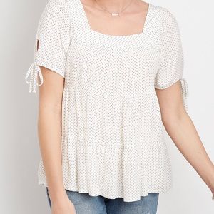 Maurices White Polka Dot Babydoll Blouse